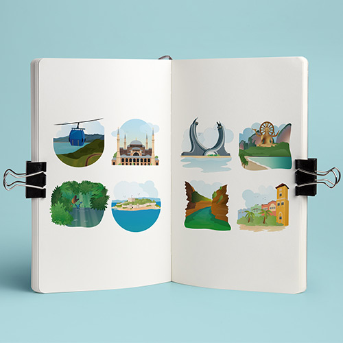 Hafenillustrationen für AIDA Cruises