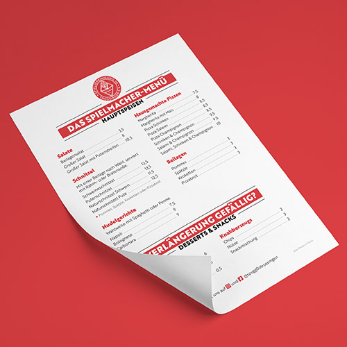 Menükarte für SPVGG